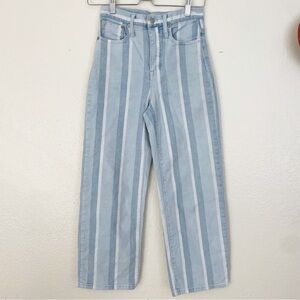 Madewell slim wide leg cropped striped light blue jeans Sz 24